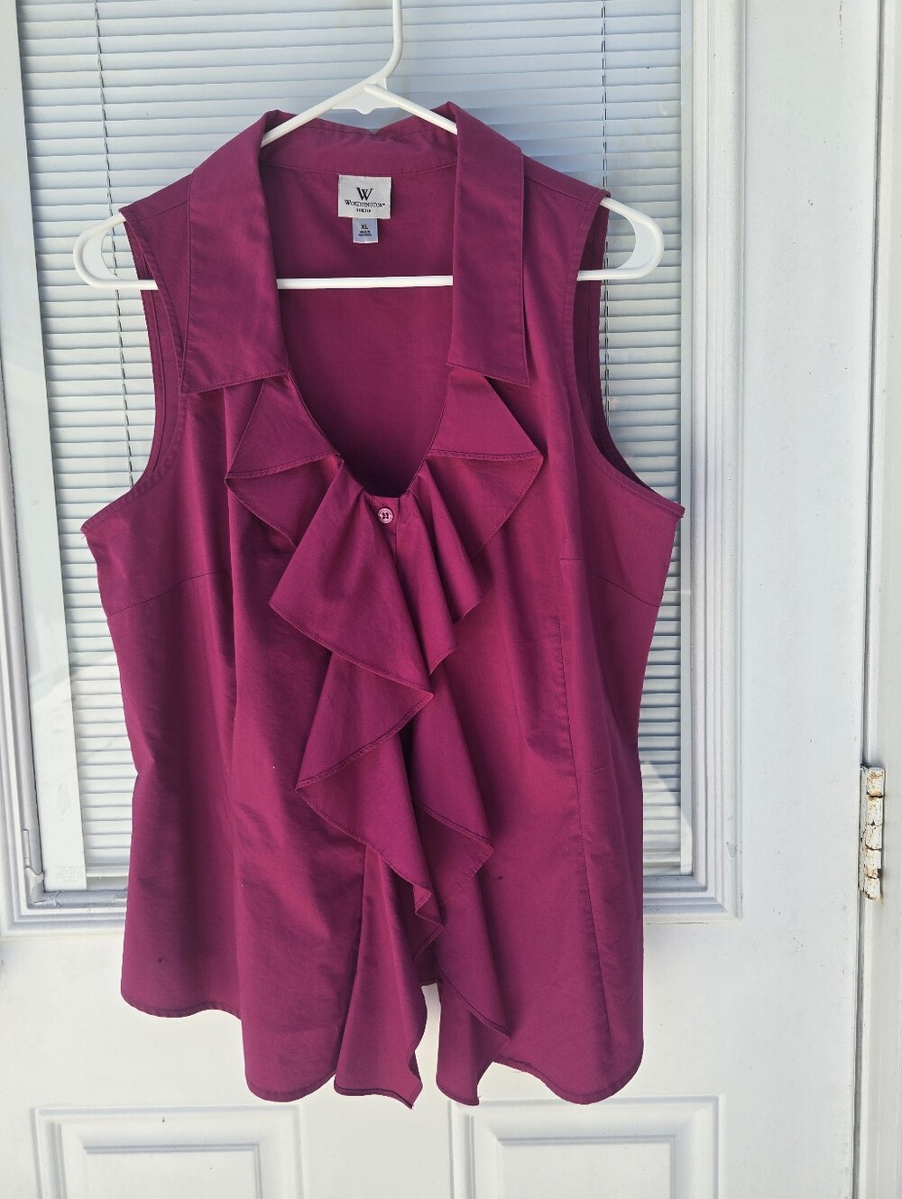 Worthington Deep Pink Ruffle Sleeveless Top XL
